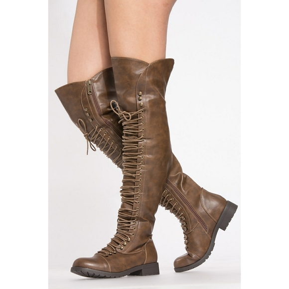 𝙉𝙀𝙒 𝙄𝙉🏆🖤Corset Over the Knee Boot- BROWN - Picture 1 of 4
